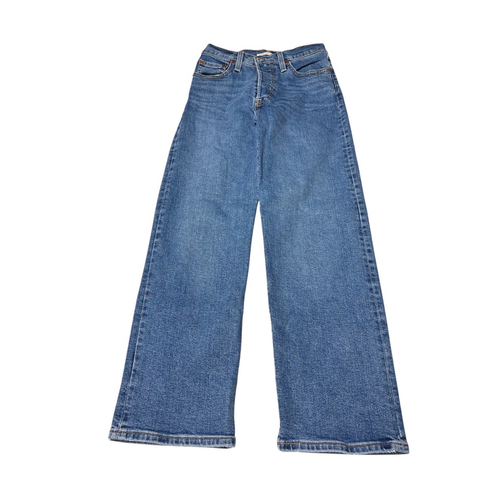 Levis Ribcage Straight Ankle Jeans Womens 24X27 Blue High Rise Button Fly